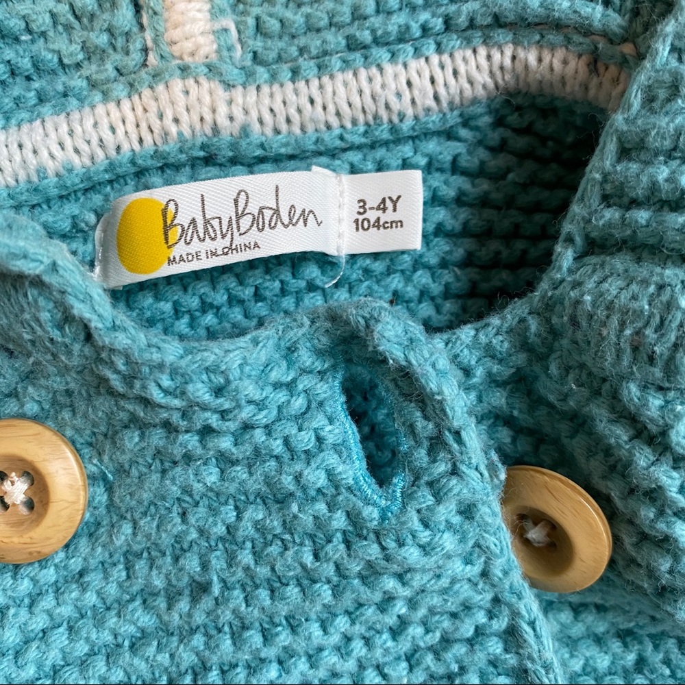 Mini Boden 3/4 girls critter sweater coat - Picture 2 of 8